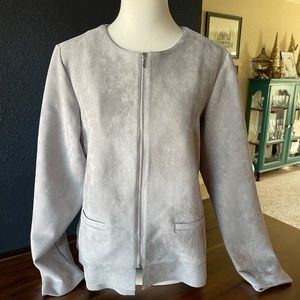 Suede-like gray zip up jacket